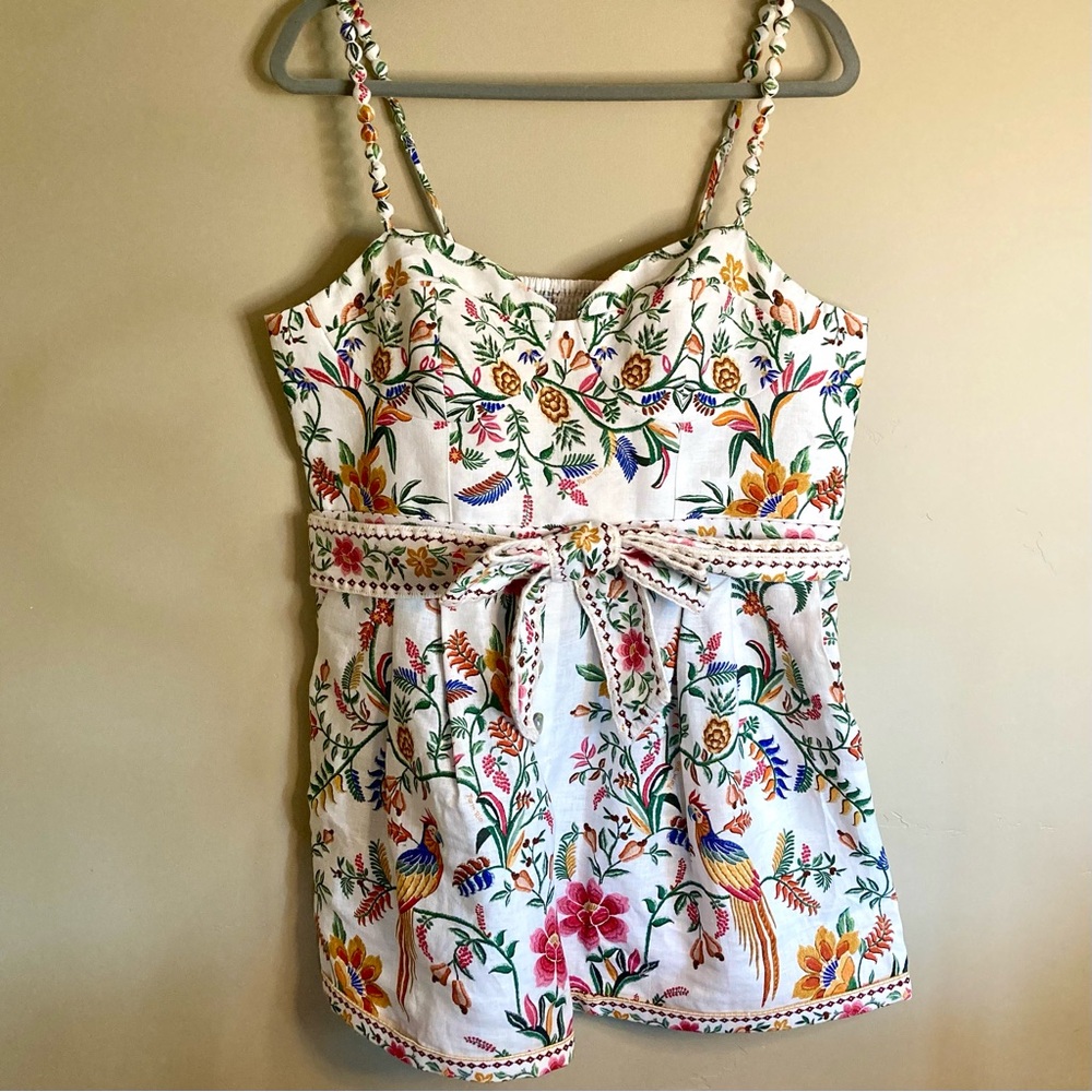 NEW FARM Rio Off-White Delicate Forest Euroflax™ Premium Linen Romper Size XL - Picture 5 of 16